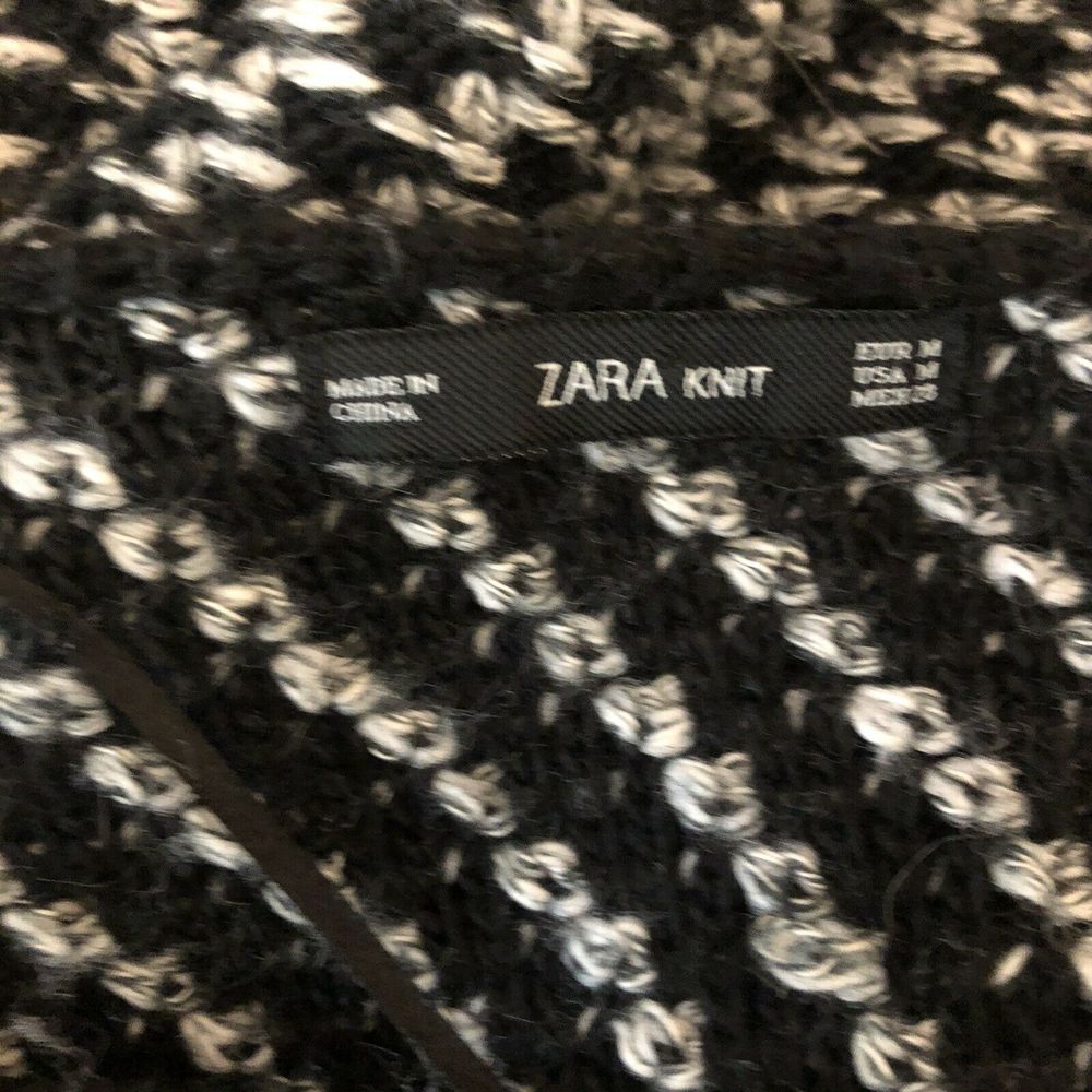 Zara Knit Black White Boat Neck Sweater M - Picture 7 of 7